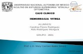 CFR/ARM unam CASO CLINICO HEMORRAGIA VITREA · 2013-06-26 · RETINOPATIA DIABETICA PROLIFERATIVA SIN CAR A.O ... Se recomienda tratamiento de Fotocoagulación con Laser de inmediato