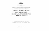 Dec Ventas PLaguicidas 2005 - SAG | Servicio …...6 Subdepartamento Plaguicidas y Fertilizantes 7 SERVICIO AGRICOLA Y GANADERO / División Protección Agrícola INDICE DE MATERIAS