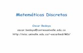 Matemáticas Discretas - Univalle · Aplicar el algoritmo de Euclides para encontrar mcd(91,287) mcd(91,287)=7 • Para aplicar el algoritmo de Euclides se inicia siempre dividiendo