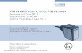 PTB 14 ATEX 2023 X, IECEx PTB 14 · PTB 14AEX20E34 ,I4ACE3 xB.ABE,EX31E9BA4,EX2 O1E,B92.r,4A9A314ACE PTB 14 ATEX 2023 X, IECEx PTB 14.0049X Solenoid coil Type AC10 Magnetspule Typ