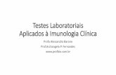 Testes Laboratoriais Aplicados à Imunologia Clínicaprofbio.com.br/aulas/ac3_11.pdf · Testes Laboratoriais Aplicados à Imunologia Clínica •Os imunoensaios são técnicas para