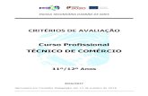 CRITÉRIOS DE AVALIAÇÃOCritérios de Avaliação 2016/2017 Curso Profissional de Técnico de Comércio FORMAÇÃO EM CONTEXTO DE TRABALHO - FCT PARÂMETROS Competências profissionais