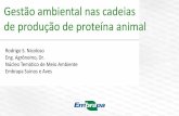 Gestão ambiental nas cadeias de produção de proteína animal · Investimento em estrutura e equipamento de compostagem Custo de operação (substrato, energia elétrica, operador)