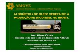 ABIOVE A INDÚSTRIA DE ÓLEOS VEGETAIS E A PRODUÇÃO DE ... · produÇÃo de biodiesel no brasil diesel (consumo em 2002) 31.000 100% biodiesel b2 620 2% biodiesel b5 1.550 5% produÇÃo