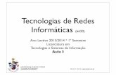 Tecnologias de Redes Informáticasngarcia/old/tri1314/TRI1314-aula3.pdf · Tecnologias de Redes Informáticas • O CODEC* estipula o nível de redundância da mensagem para poder