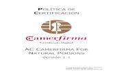 PC CAMERFIRMA FOR NATURAL PERSONS€¦ · 7.1.2 Extensiones del certificado _____67 7.1.3 Extensión con las facultades de representación especial. _____67 7.1.4 Extensiones específicas