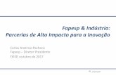 Fapesp & Indústria: Parcerias de Alto Impacto para a Inovação · –Programas de pesquisa voltados para desafios de médio e longo prazos com alto impacto científico e tecnológico