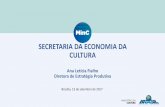 SECRETARIA DA ECONOMIA DA CULTURA · 2017-11-10 · Os setores culturais e criativos e a economia Desafios: •dar visibilidade e legitimidade à economia da cultura, inclusive em