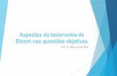Aspectos da taxionomia de bloom nas questões objetivas · como forma de "identificar" a categoria necessária à aprendizagem Uma das melhores propostas de revisão da Taxonomia