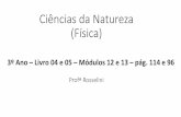 Ciências da Natureza (Física) · 2016-06-16 · Ciências da Natureza (Física) Profª Rosselini 3º Ano –Livro 04 e 05 –Módulos 12 e 13 –pág. 114 e 96