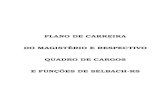 PLANO DE CARREIRA - Prefeitura Municipal de Selbach · Art. 1° - Esta lei estabelece o Plano de Carreira do Magistério Público do Município, cria o respectivo quadro de cargos