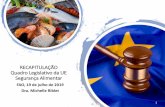 RECAPITULAÇÃO Quadro Legislativo da UE Segurança Alimentar · Apresentação dos Alimentos . Da Fazenda até a Mesa Segurança ao longo da Cadeia de Produtos de Pesca Criação