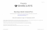 Preçário Barclays Bank Ireland PLC · Dia útil: o período do dia em que a instituição se encontra aberta ao público em horário normal de funcionamento (entre as 8h30 e as