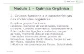 Modulo 1 Química Orgânica - ULisboa€¦ · Modulo 1 –Química Orgânica 2. Grupos funcionais e características das moléculas orgânicas Função e grupos funcionais Isomeria,