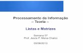 Processamento da Informação – Teoria – Listas e Matrizesprofessor.ufabc.edu.br/~jesus.mena/courses/pi-1q... · Processamento da Informação – Teoria – Listas e Matrizes