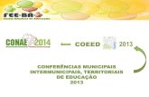 CONFERÊNCIAS MUNICIPAIS INTERMUNICIPAIS, …...II Conferência Nacional de Educação - Conae / 2014) 17 a 21 de fevereiro de 2014 - Brasília-DF . Estimular a inclusão e participação