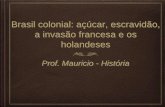 Brasil colonial: açúcar, escravidão, a invasão francesa e os … · Porém, tais atividades fizeram o comércio crescer em Recife, melhorando sua condição econômica Recife