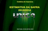 ESTIMATIVA DA SAFRA 2013/2014 - novaCana.com · Evolução do mix de produção da região Centro-Sul nas últimas 10 safras . Fonte: UNICA. Nota: ¹ - mil toneladas; ² - milhões
