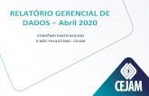 RELATÓRIO GERENCIAL DE DADOS Abril 2020 · relatÓrio gerencial de dados –abril 2020 convÊnio parto seguro À mÃe paulistana - cejam