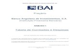 Banco Angolano de Investimentos, S.A.€¦ · BANCO ANGOLANO DE INVESTIMENTOS S.A. PREÇÁRIO TABELA DE COMISSÕES E DESPESAS Data de entrada em vigor: 28 de Maio de 2019 Operações