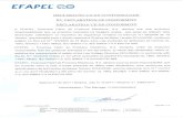  · A EFAPEL, Empresa Fabril de Produtos Eléctricos, S.A. declara sob sua exclusiva responsabilidade que os produtos indicados na listagem anexa, aos quais se referem esta declaração,