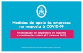 Medidas de apoio às empresas na resposta à …1 Medidas de apoio às empresas na resposta à COVID-19 Flexibilização do pagamento de impostos e contribuições sociais (2.º trimestre