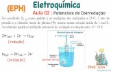 (EPH) Eletroquímica · Eletroquímica Aula 02 : Potenciais de Oxirredução Foi escolhido H 2 (g) como padrão e as medições são realizadas a 25oC, 1 atm de pressão e o eletrodo