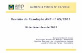 Revisão da Resolução ANP nº 65/2011€¦ · Revisão da Resolução ANP nº 65/2011 10 de dezembro de 2012 1 Componentes da mesa: Rosângela Moreira de Araujo –Presidente Carolina