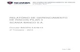 RELATÓRIO DE GERENCIAMENTO DE RISCOS PILAR 3 …...de captação de negócios é através do plano de produção e vendas da Scania Latin ... Tal informação é transmitida ao Banco