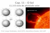 Cap. 11 – O Sol 11.3 O ciclo de atividade solarjorge/aga293/cap11_sol2.pdf · de 11 anos do Sol. • Diminuição da atividade durante a sequência principal (escalas de milhões