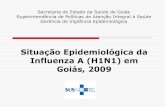 Situação Epidemiológica da Influenza A (H1N1) em Goiás, 2009 · Influenza A (H1N1) em Goiás, 2009. Número de casos de Influenza A (H1N1). Goiás, 2009 * Até semana 34 Fonte: