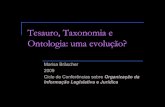 Tesauro, Taxonomia e Ontologia: uma evolução? · Tesauro, Taxonomia, Ontologia Tesauro – Linguística – Lexicografia Taxonomia – Biologia – Classificação dos seres vivos