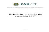 Relatório de gestão do exercício 2017 - CAU/PE · CAU/SP - Conselho de Arquitetura e Urbanismo do Estado de São Paulo; UJ - Unidade de Jurisdicionada; NBC T - Norma Brasileira