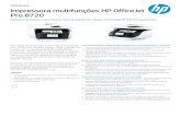Pro 8720 Impressora multifunções HP Of ficeJetImprima mais e durante mais tempo. Aumente a capacidade de papel para 500 folhas com um segundo tabuleiro de papel para 250 folhas.