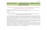 06/2016 BATATA - SINOPSE VIRTUAL 06/2016 · 06/2016 plantaram em um terreno média de 40 hectares, e nos últimos anos, estima-se que existam cerca de 200 400 hectares cada. exportações