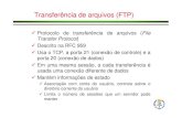 Transferência de arquivos (FTP)rubi/cursos/rc/Parte2c.pdf · Transferência de arquivos (FTP) Protocolo de transferência de arquivos (File Transfer Protocol ) Descrito na RFC 959