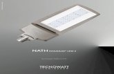 TECNOWATT Acendendo Emoções NATH 2 · A luminária conta com um sistema de auto-limpeza mediante a água de chuva, realizando a perfeita limpeza da superfície externa da luminária,
