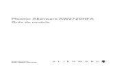 Alienware AW2720HFA Monitor Guia do usuário · O monitor Alienware AW2720HFA tem matriz ativa, Transistor de filme fino (TFT), Mostrador de cristal líquido (LCD) e luz de fundo