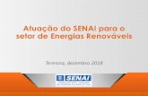 Atuação do SENAI para o setor de Energias Renováveis Sebrae/UFs/PI... · 2018. 12. 13. · Sistema SENAI de Certificação de Pessoas • Instituído em 2007 • Com base na norma