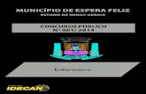 ENFERMEIRO - IdecanCONCURSO PÚBLICO – MUNICÍPIO DE ESPERA FELIZ/MG Cargo: Enfermeiro (08-T) Prova aplicada em 10/08/2014 – Disponível no endereço eletrônico a partir do dia