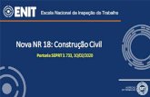 Nova NR 18: Construção Civil - Governo do Brasil · 18.4.2.1 Em canteiros de obras com até 7 m (sete metros) de altura e com, no máximo, 10 (dez) trabalhadores, o PGR pode ser