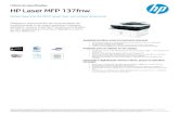 HP Laser MFP 137fnw · Folheto de especificações HP Laser MFP 137fnw Desempenho de MFP laser por um preço acessível Obtenha o desempenho de produtividade da multifuncional a um