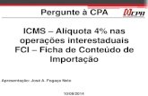 Pergunte à CPA ICMS Alíquota 4% nas operações ...Interestadual e Intermunicipal e de Comunicação - ICMS - de que trata a Resolução do Senado Federal nº 13, de 25 de abril