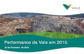 Performance da Vale em 2015 · 2016. 7. 18. · 6 VOLUMES DE VENDAS Minério de Ferro¹ Mt Níquel Kt Cobre² Kt Ouro '000 oz Rocha Fosfática Mt Carvão Mt Pelotas Mt 257,32011 258,1
