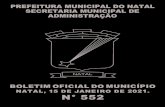 N° 552 - Prefeitura Municipal do Natal...NATAL, SEXTA-FEIRA, 15 DE JANEIRO DE 2021 BOLETIM OFICIAL DO MUNICÍPIO Nº 552 Página 5 PORTARIA Nº. 64/2021-GS/SEMAD, DE 12 DE JANEIRO