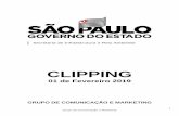 CLIPPING - Microsoft · 2019. 4. 11. · Data: 31/01/2019 Veículo: Tv Globo -SP1 Tribunal de Contas determina que governo de SP detalhe situação das barragens paulistas O Tribunal