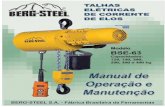 manual bse-63 2018 - Berg-Steel...Diagrama Elétrico 5 / 6 4 Operação 7 5 Manutenção 9 5.1 Inspeção da Corrente 9 5.2 Inspeção do Gancho 10 ... 12 Vista Explodida – Talha