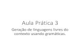 Aula Prática 3€¦ · Aula Prática 3 Geração de linguagens livres do contexto usando gramáticas. Objectivos •Desenhar gramáticas livres de contexto (GLC) para ... INT mayorNumero(INT