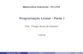 Programação Linear - Parte 1 - Universidade Federal de ... · Programação Linear: uso de técnicas matemáticas e computacionais para resolver problemas de otimização linear;