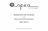 Relatório de Gestão - ASPEA...2. O bjetivos Relatório de Gestão e do Exercício Económico 2013 De acordo com os estatutos da associação, as atividades realizadas tiveram como